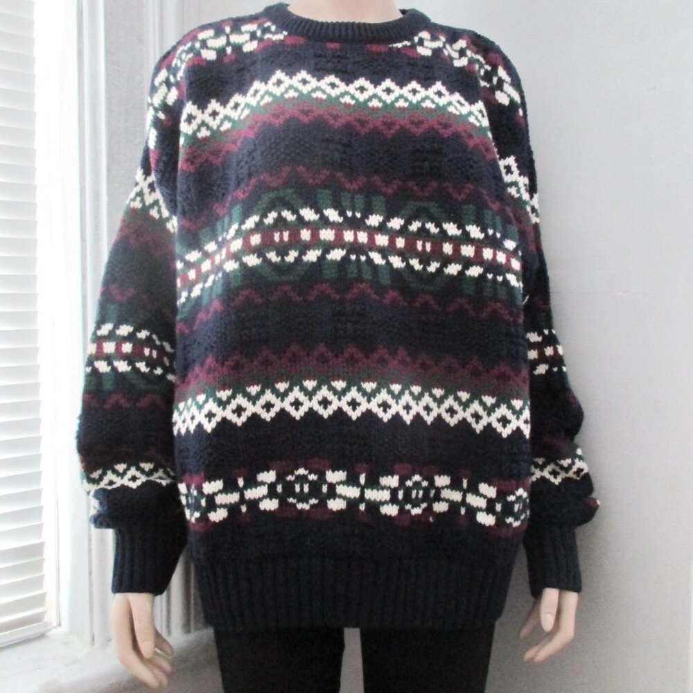 Eddie Bauer Men's Ski Sweater 100% Cotton Size L